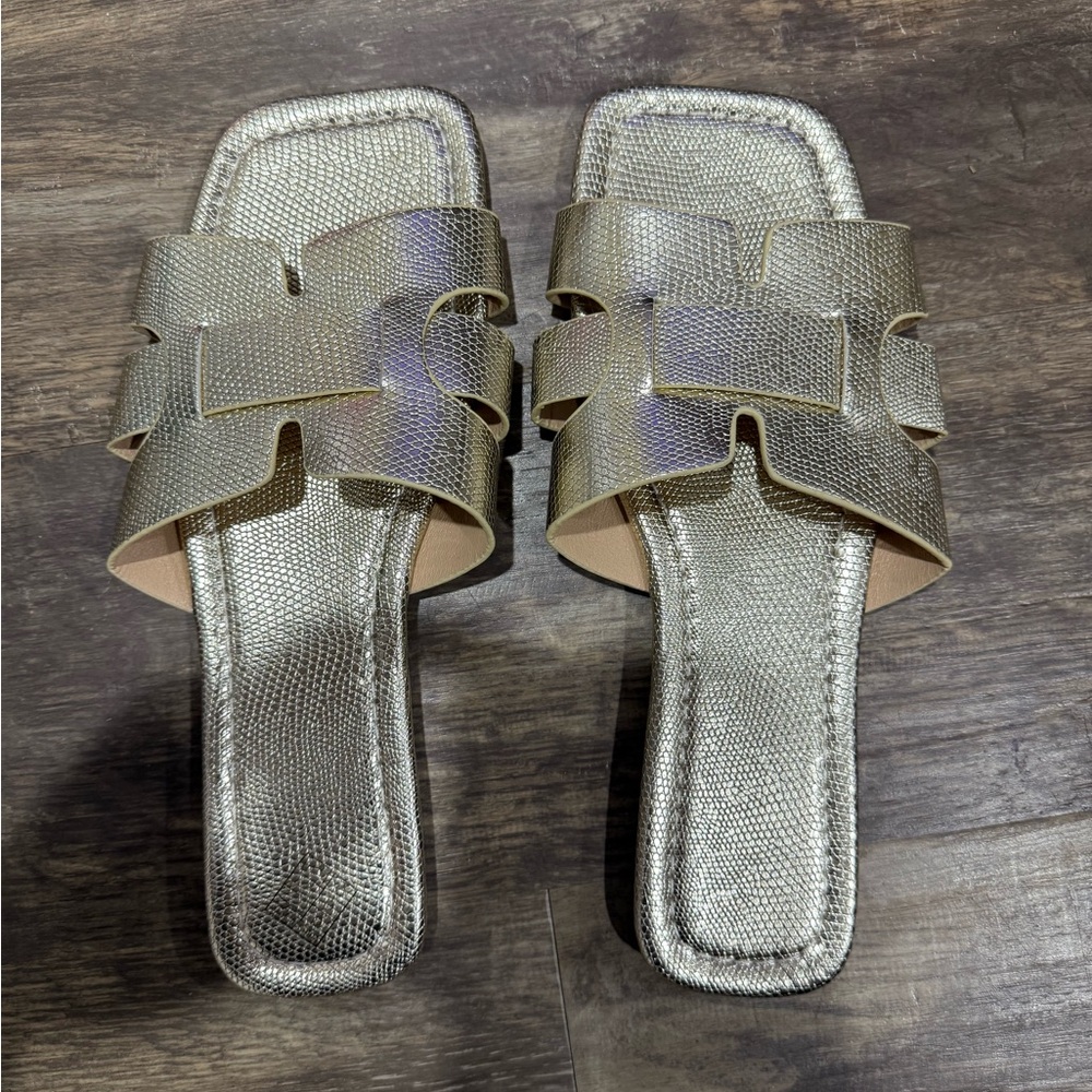 Elegant Gold Women's Slide Sandals